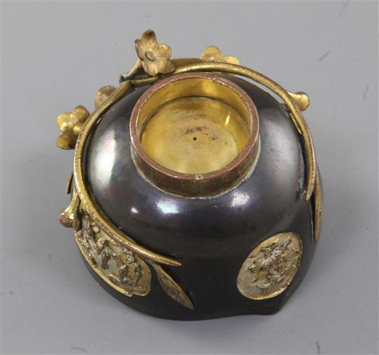 A Sawasa or Tonkin ware gilt copper peach-shaped cup, first half 18th century, length 7.5cm height 4.9cm